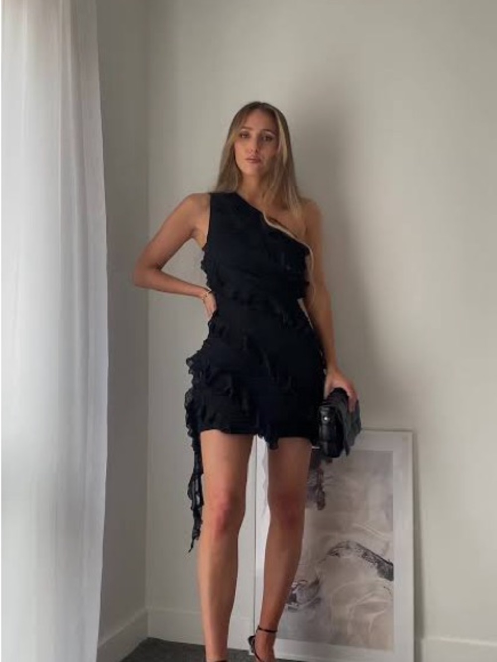Zara Asymmetric Black Mini Dress